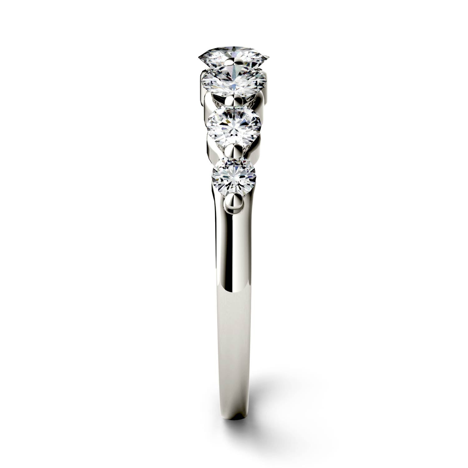 0.87 CTW DEW Round Moissanite Graduated Anniversary Ring in 14K White Gold