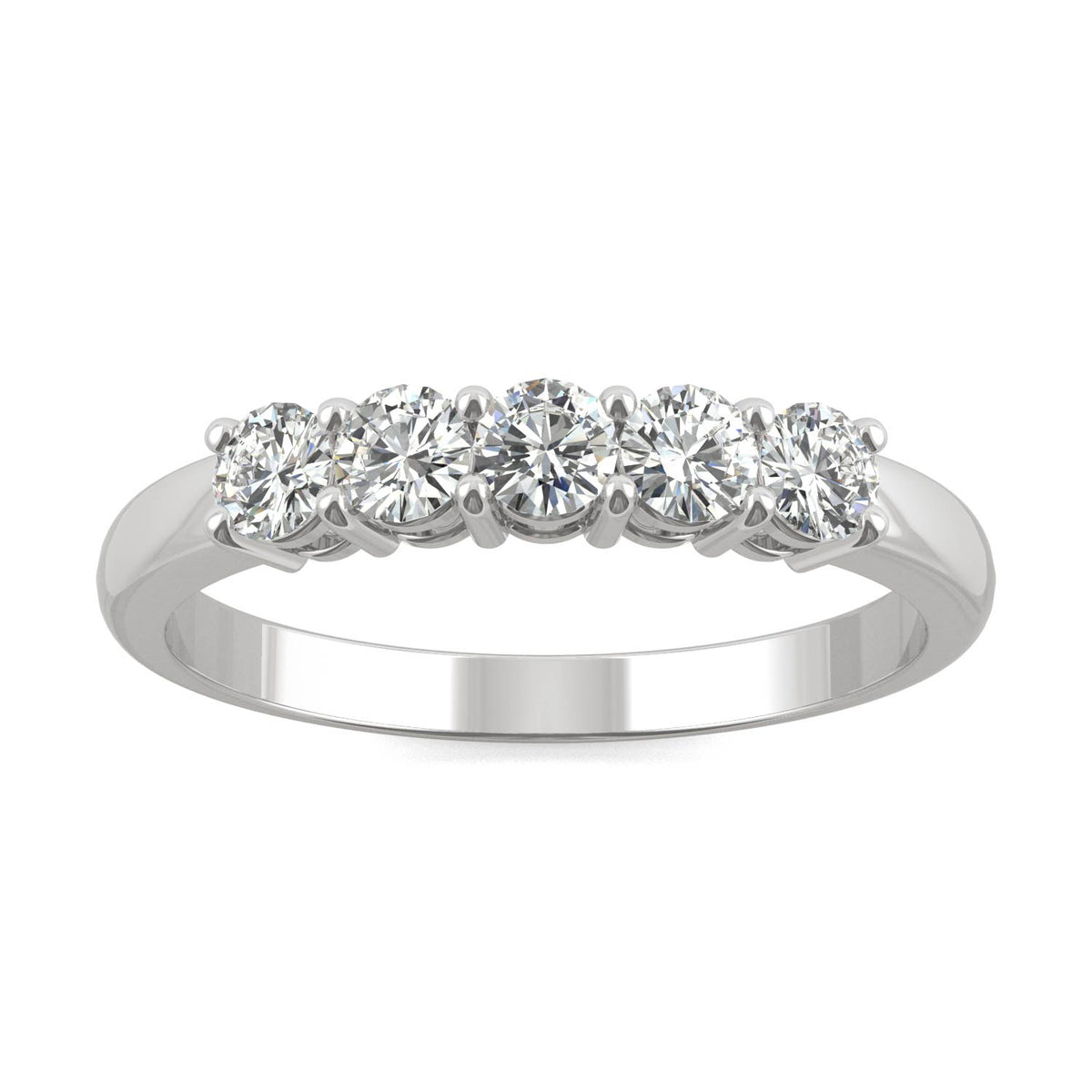0.50 CTW DEW Round Moissanite Five-Stone Ring in 14K White Gold