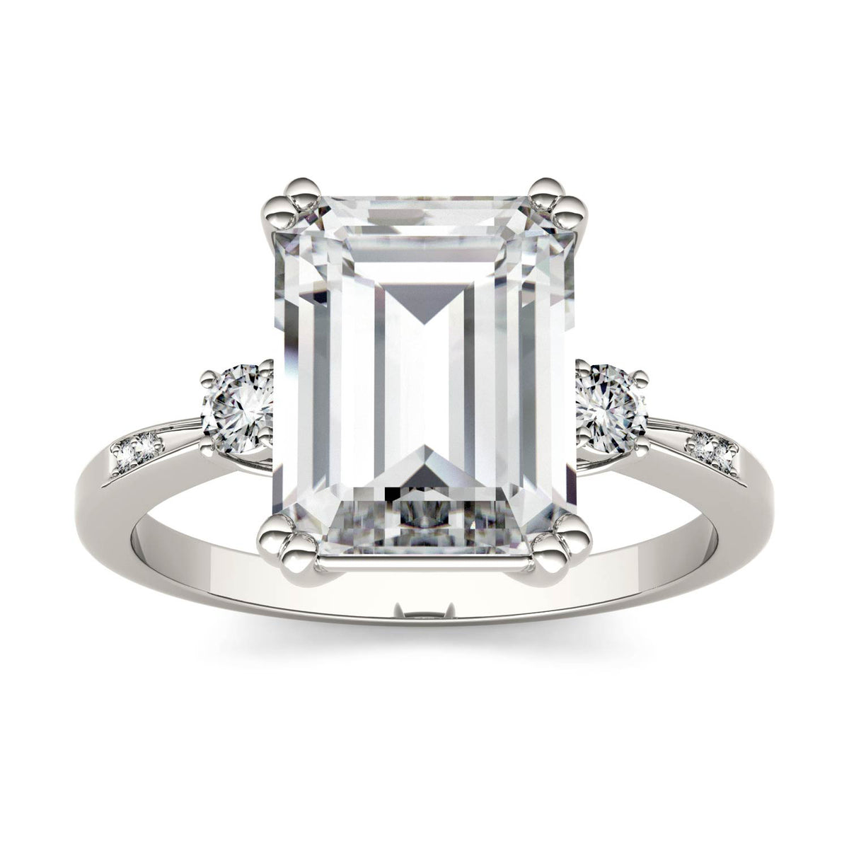 3.69 CTW DEW Emerald Moissanite Ring in 14K White Gold