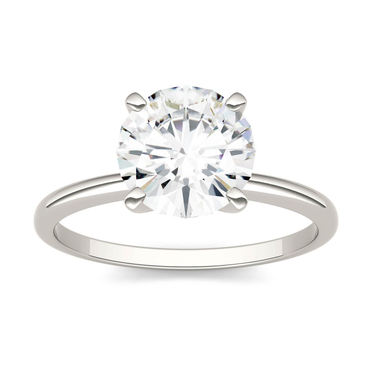 1.90 CTW DEW Round Moissanite Solitaire Engagement Ring in 14K White Gold