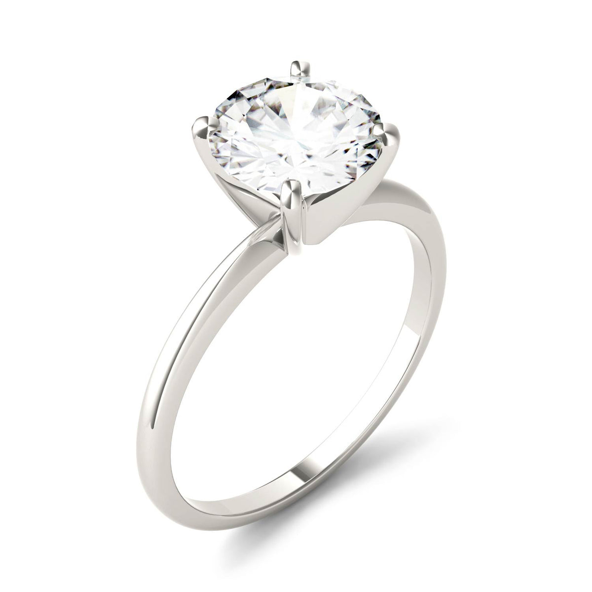 1.90 CTW DEW Round Moissanite Solitaire Engagement Ring in 14K White Gold