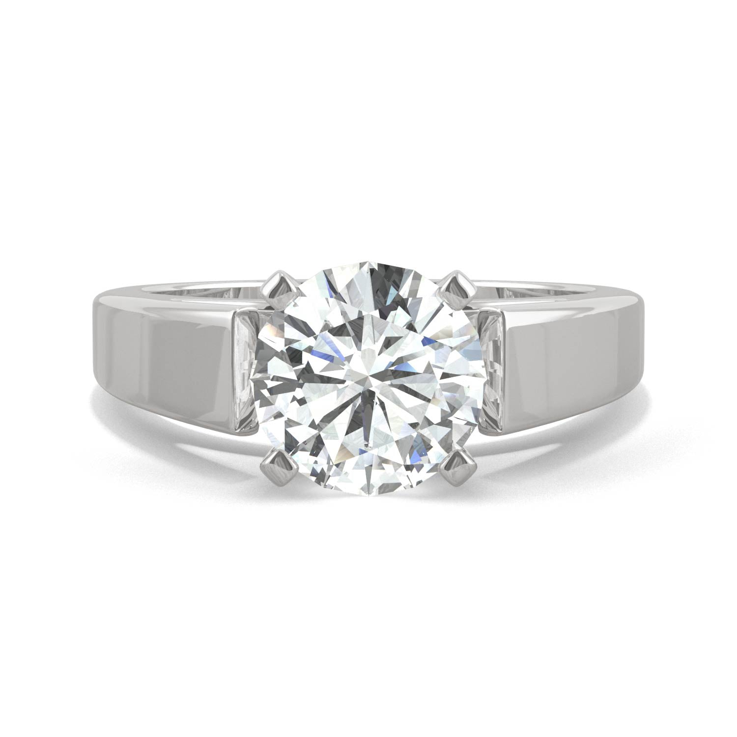 1.9 CTW DEW Round Moissanite Solitaire Engagement Ring in 14K White Gold