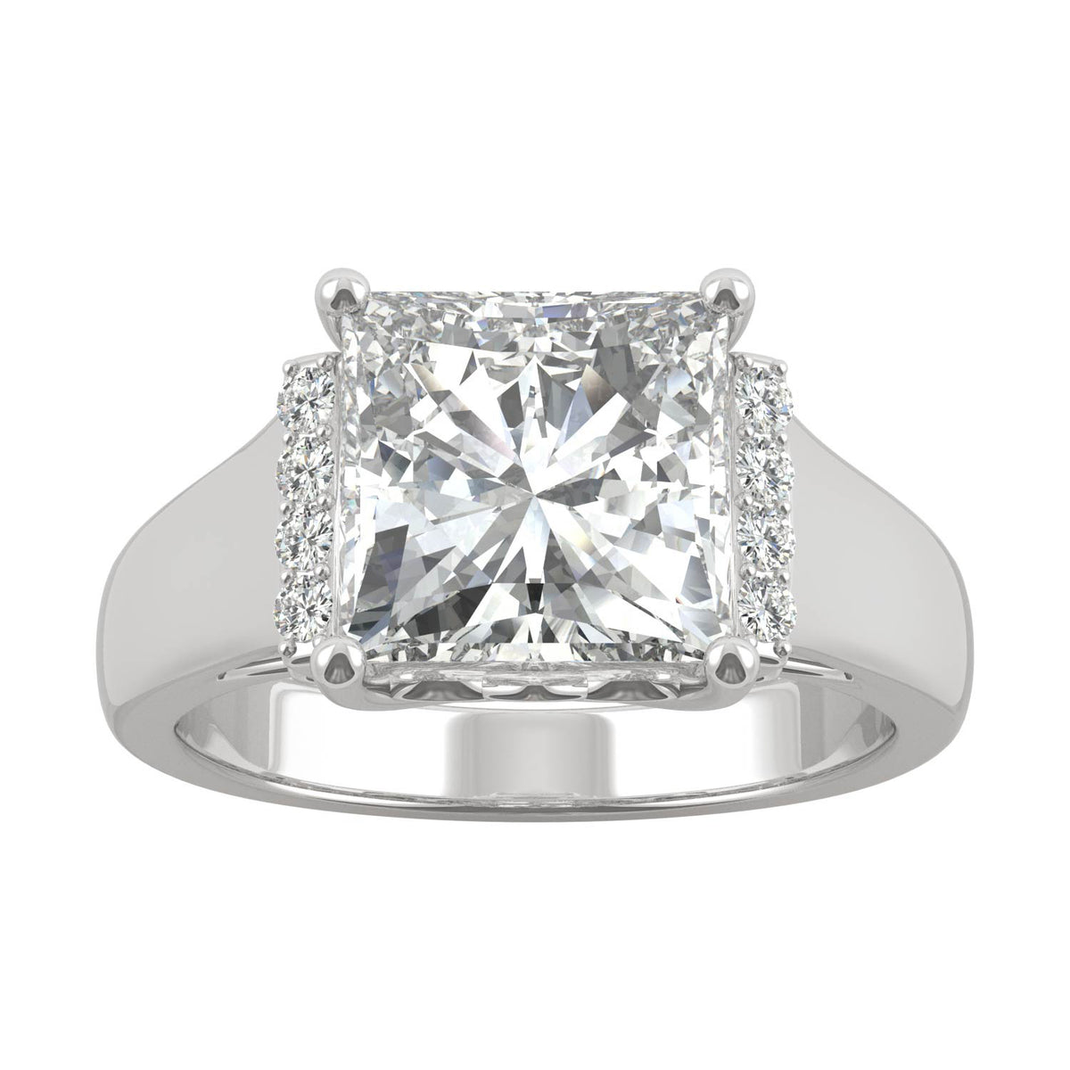 3.72 CTW DEW Square Moissanite Fashion Ring in 14K White Gold