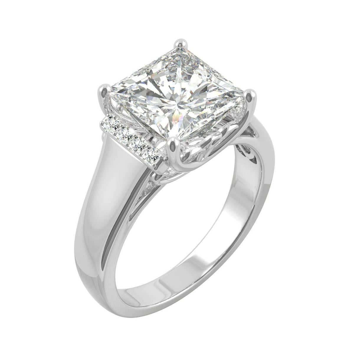 3.72 CTW DEW Square Moissanite Fashion Ring in 14K White Gold