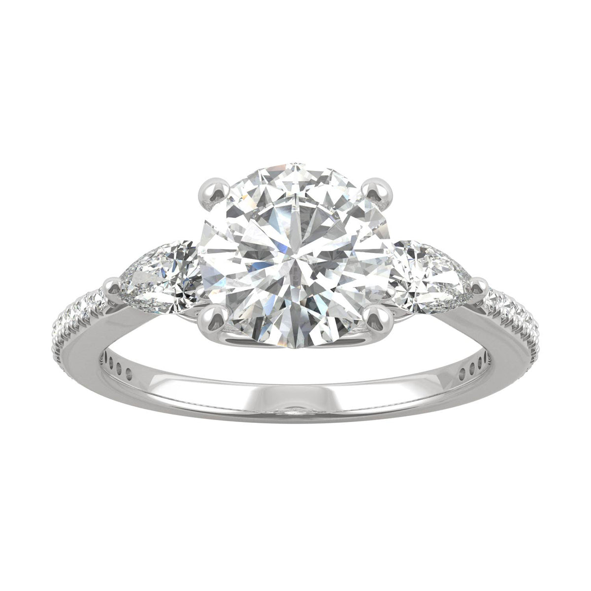 2.50 CTW DEW Round Moissanite Engagement Ring in 14K White Gold