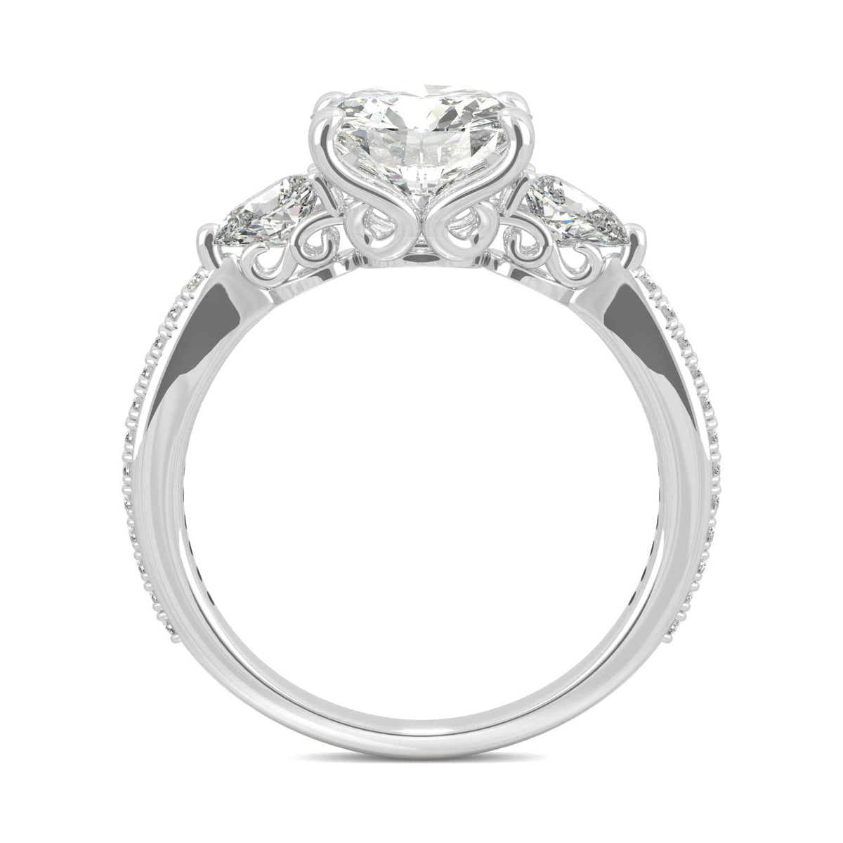 2.50 CTW DEW Round Moissanite Engagement Ring in 14K White Gold