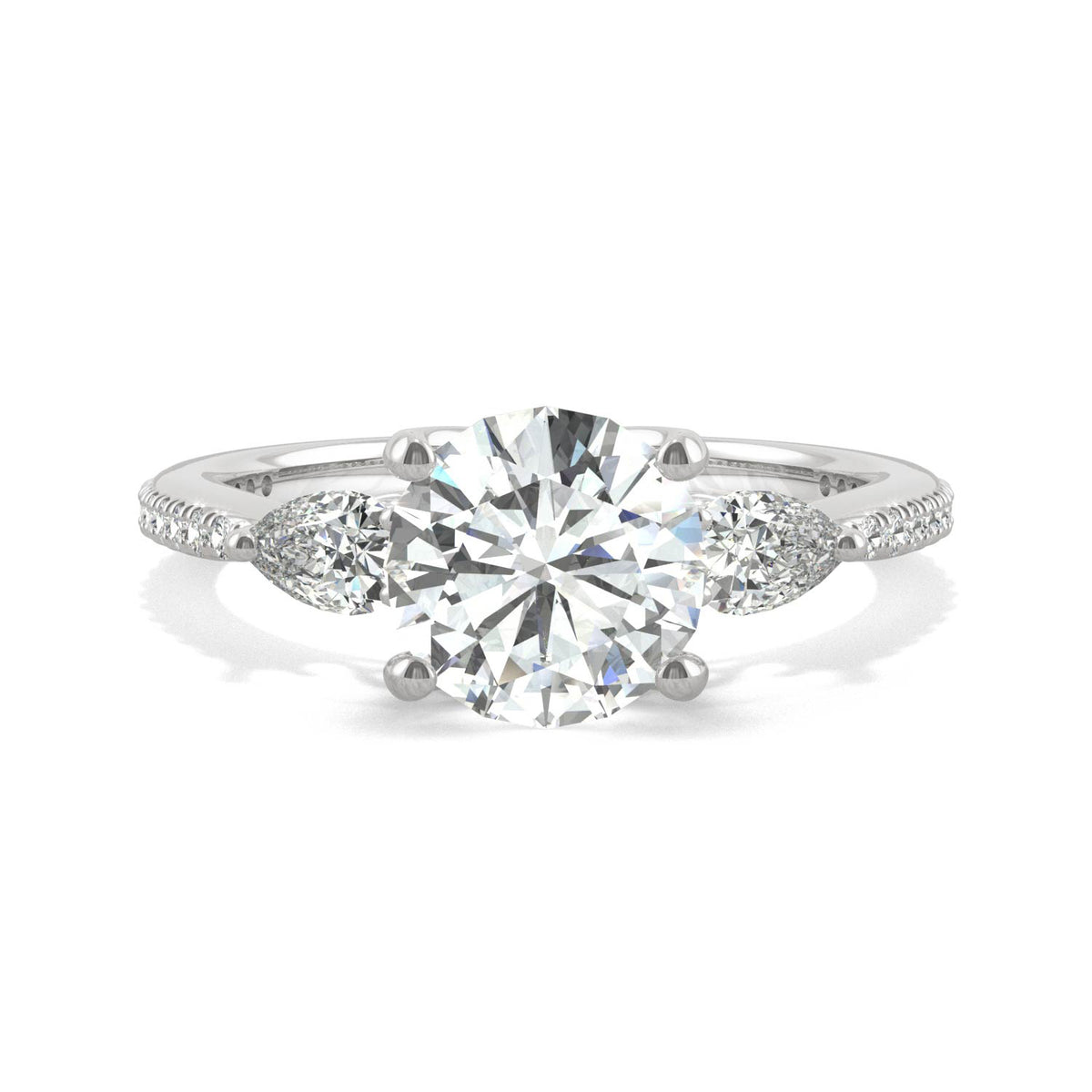 2.50 CTW DEW Round Moissanite Engagement Ring in 14K White Gold