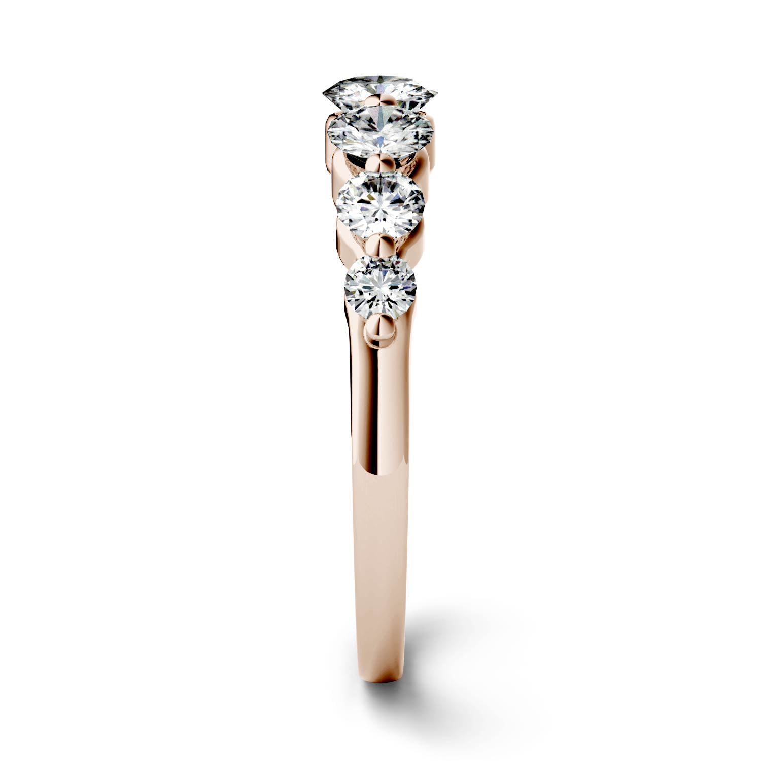 0.87 CTW DEW Round Moissanite Graduated Anniversary Band in 14K Rose Gold
