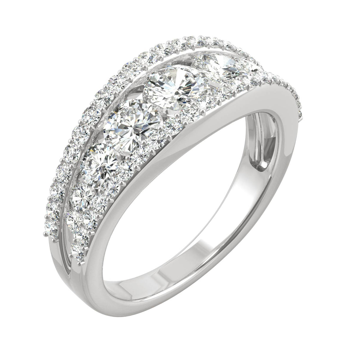 1.53 CTW DEW Round Moissanite Graduated Band in 14K White Gold