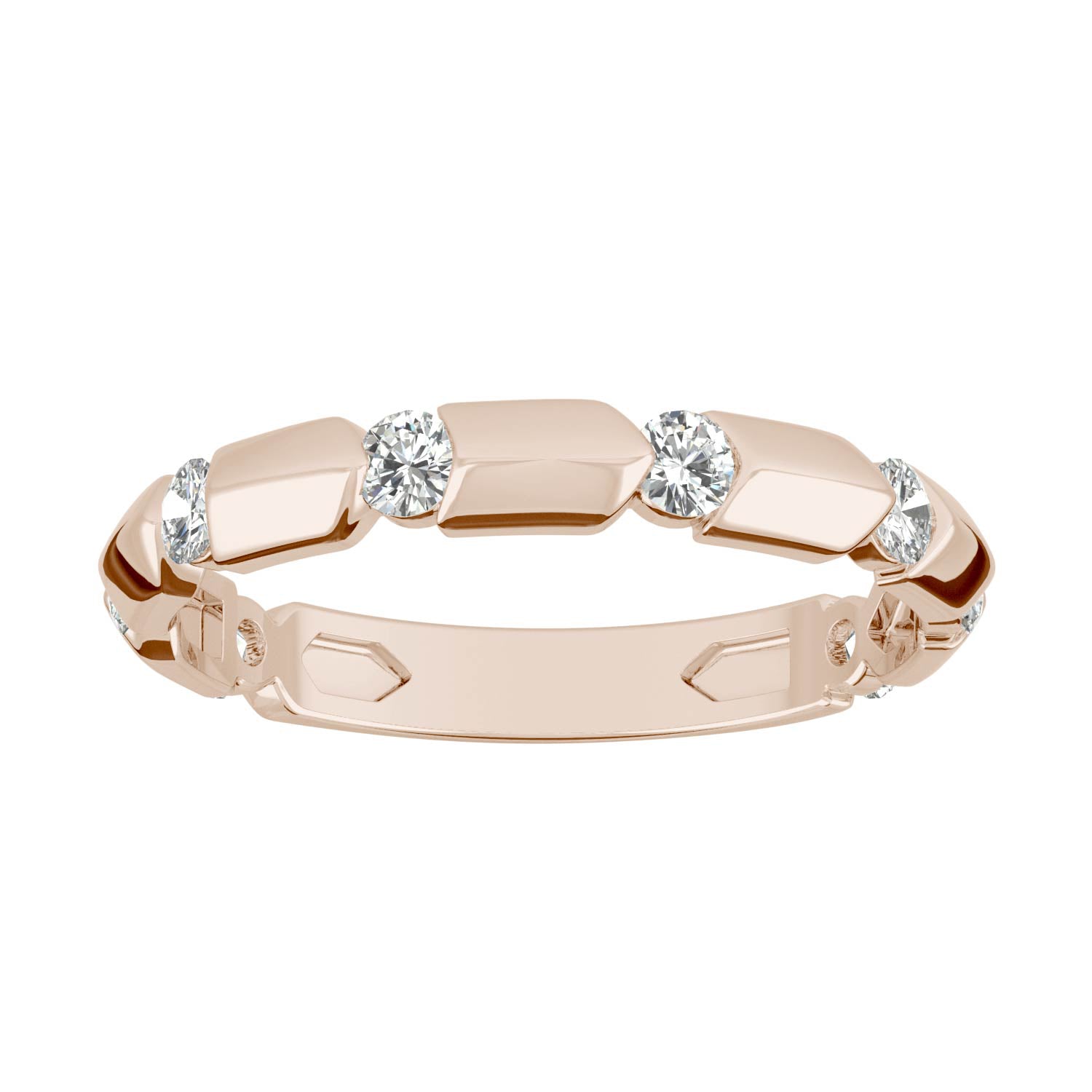 0.48 CTW DEW Round Moissanite Stackable Band in 14K Rose Gold