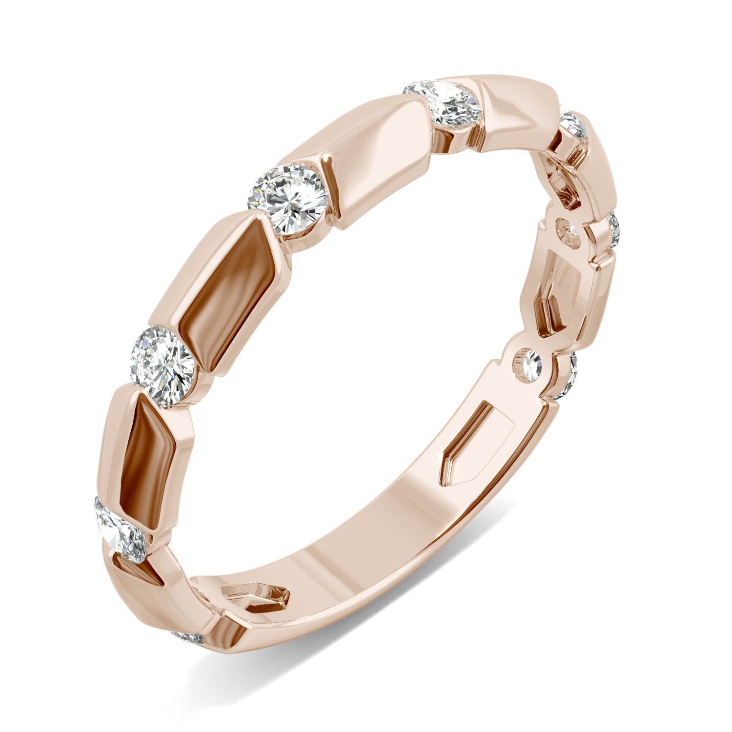 0.48 CTW DEW Round Moissanite Stackable Band in 14K Rose Gold
