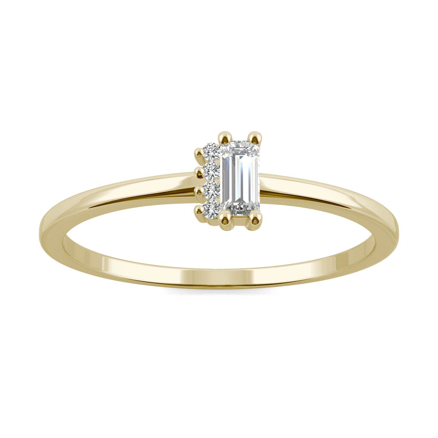 0.14 CTW DEW Baguette Moissanite Fashion Ring in 14K Yellow Gold