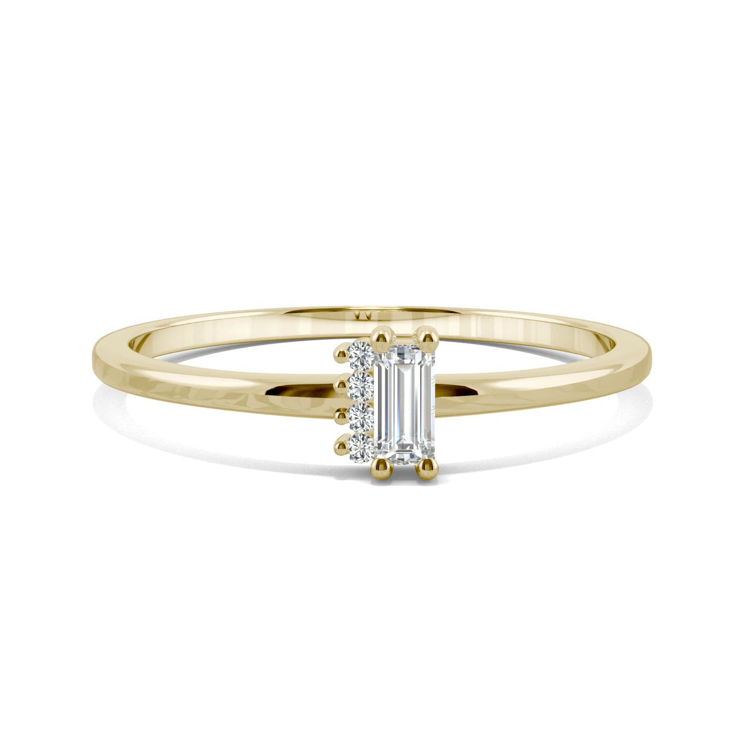 0.14 CTW DEW Baguette Moissanite Fashion Ring in 14K Yellow Gold