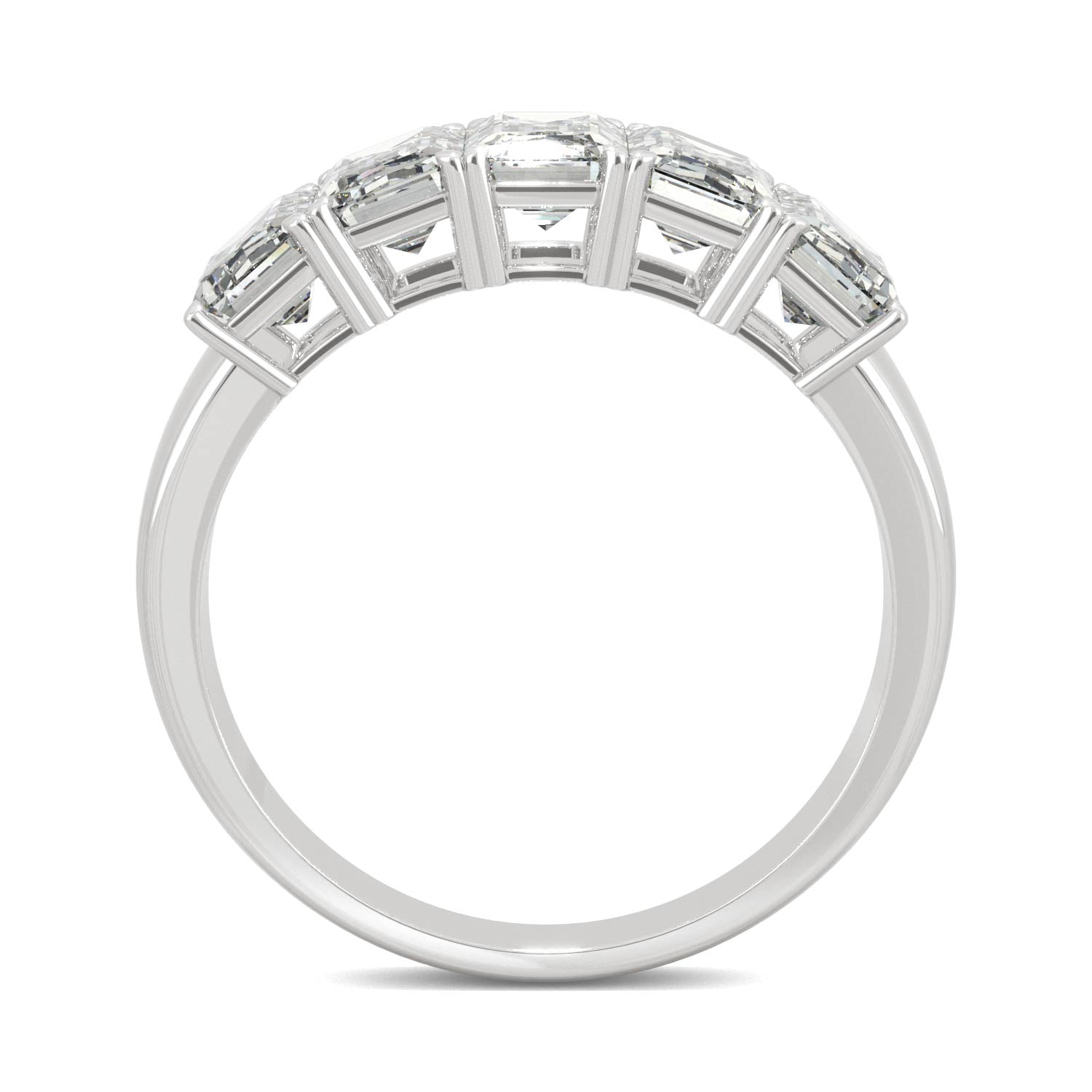 2.90 CTW DEW Emerald Moissanite Five-Stone Band in 14K White Gold