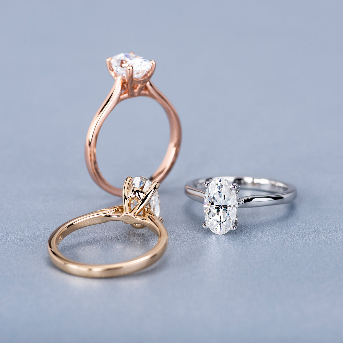 2.30 CTW DEW 14K White Gold Moissanite Elongated Oval Solitaire Engagement Ring