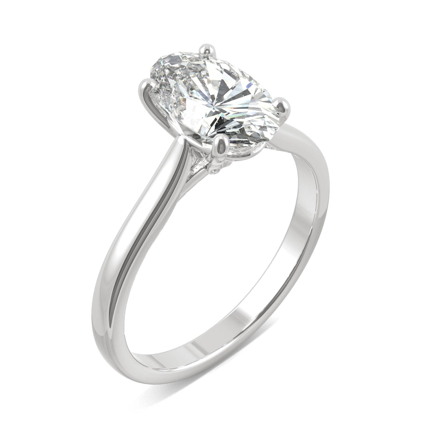 2.30 CTW DEW 14K White Gold Moissanite Elongated Oval Solitaire Engagement Ring