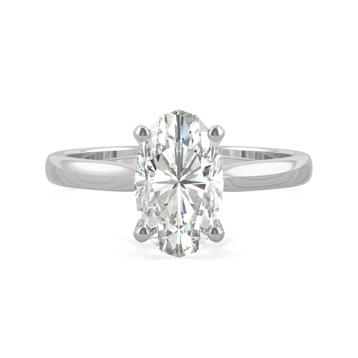 2.30 CTW DEW 14K White Gold Moissanite Elongated Oval Solitaire Engagement Ring