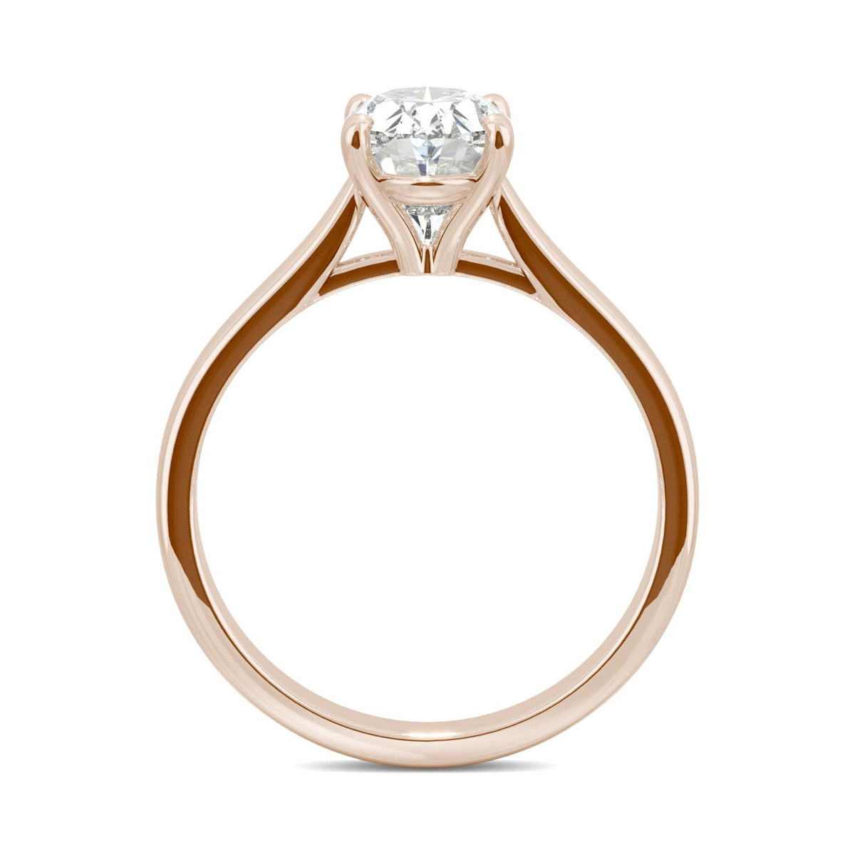 2.30 CTW DEW 14K Rose Gold Moissanite Elongated Oval Solitaire Engagement Ring