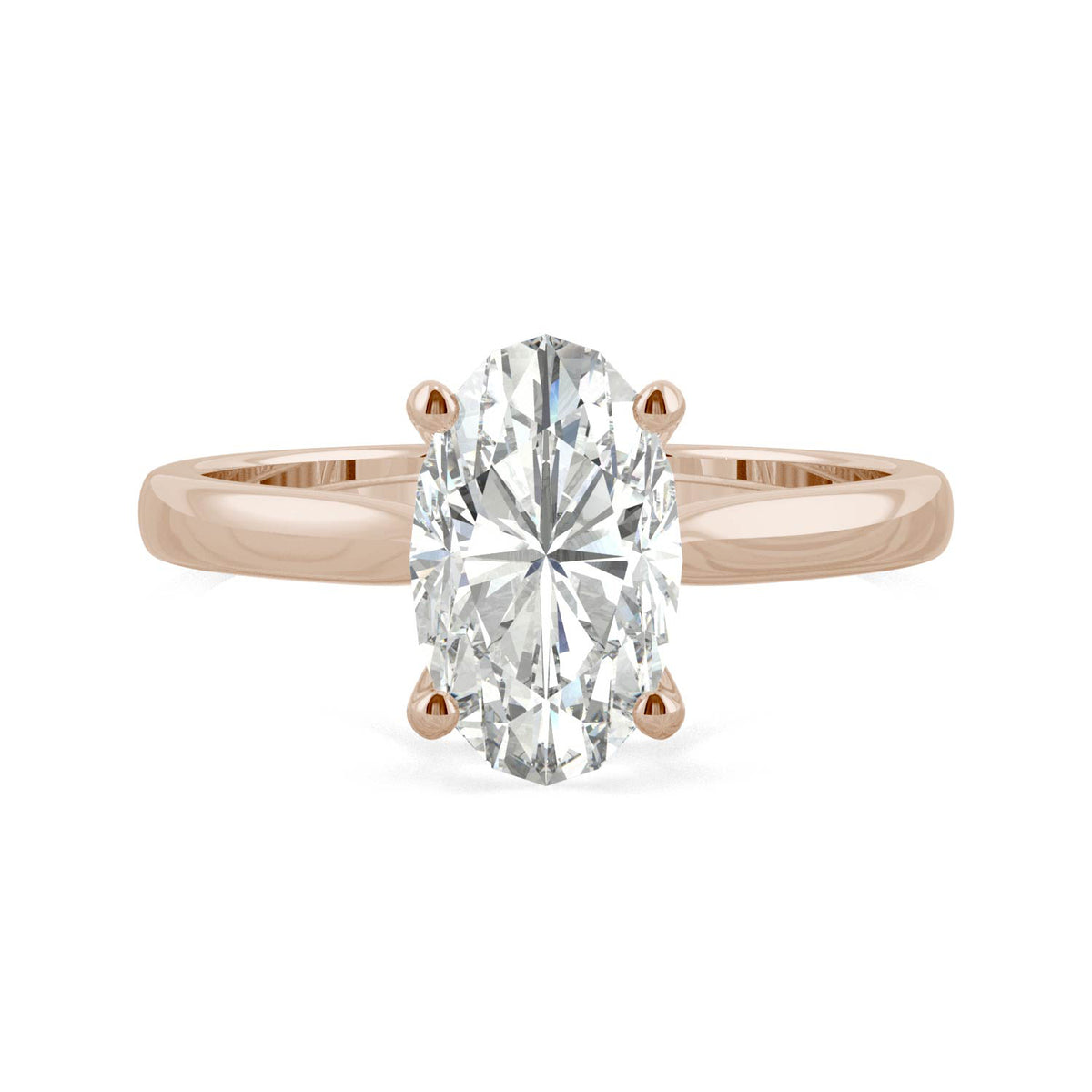 2.30 CTW DEW 14K Rose Gold Moissanite Elongated Oval Solitaire Engagement Ring