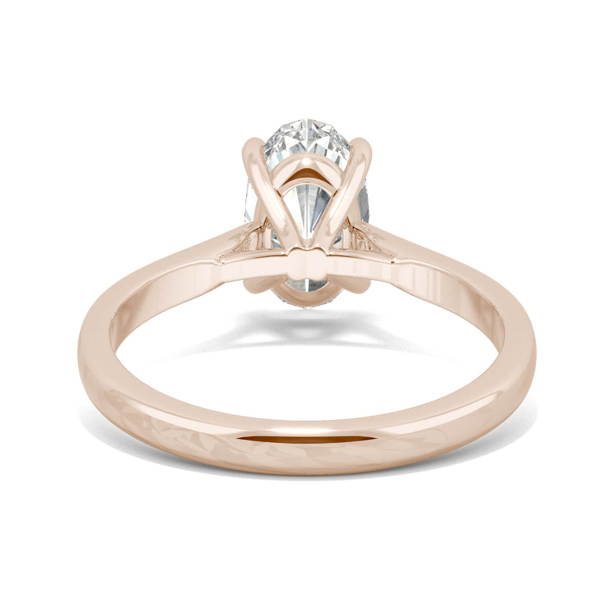2.30 CTW DEW 14K Rose Gold Moissanite Elongated Oval Solitaire Engagement Ring
