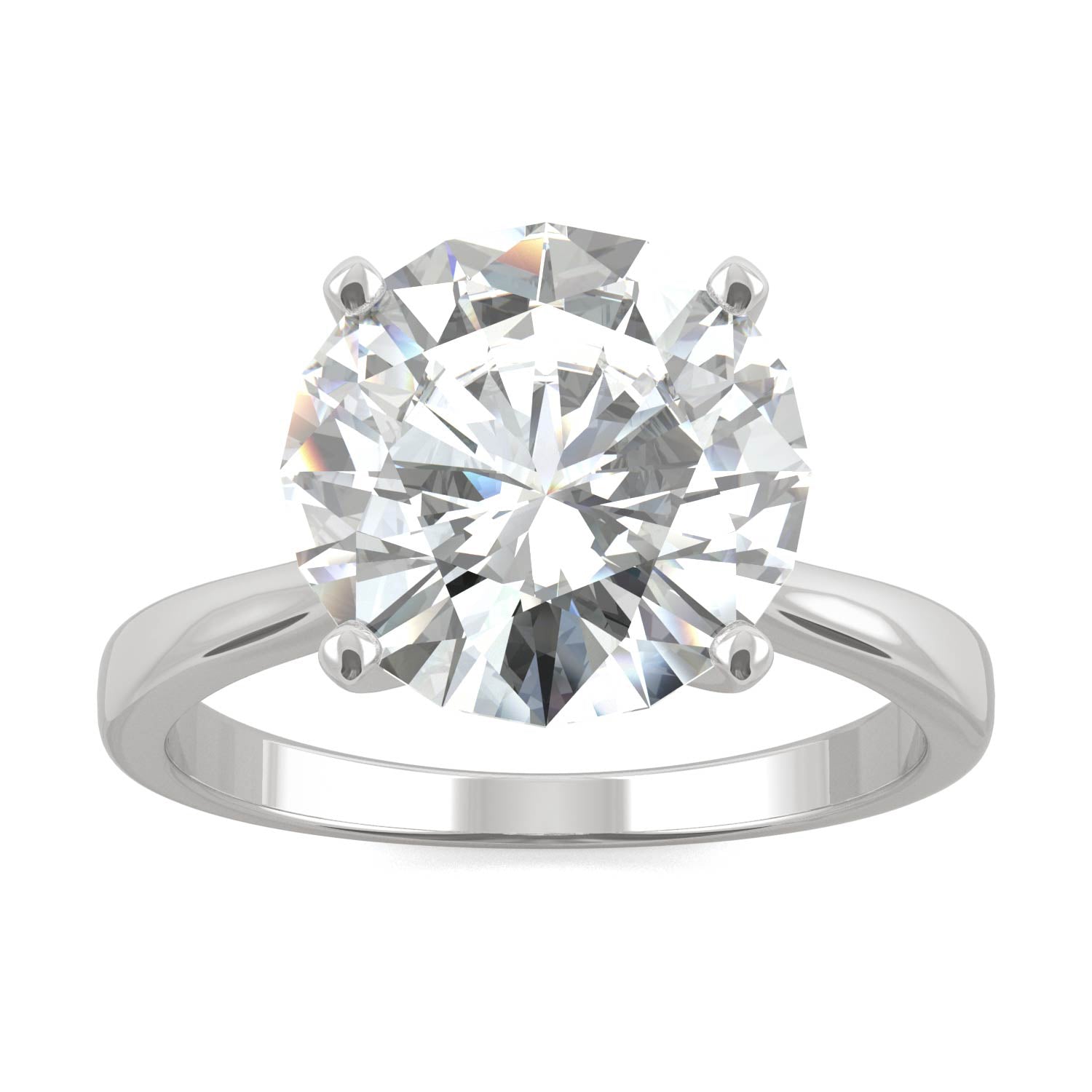 4.20 CTW DEW Round Moissanite Solitaire Engagement Ring in 14K White Gold