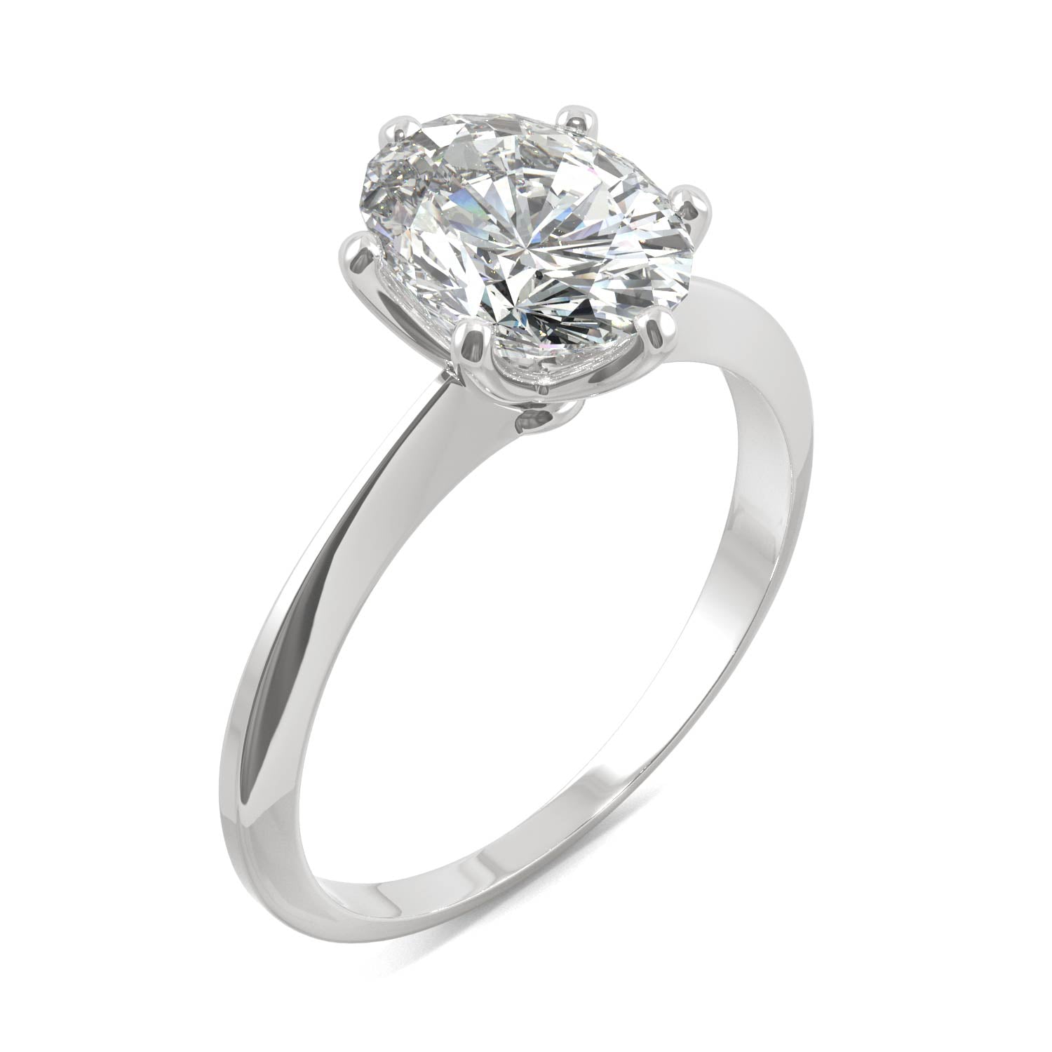 2.10 CTW DEW Oval Moissanite Six-Prong Solitaire Engagement Ring in 14K White Gold