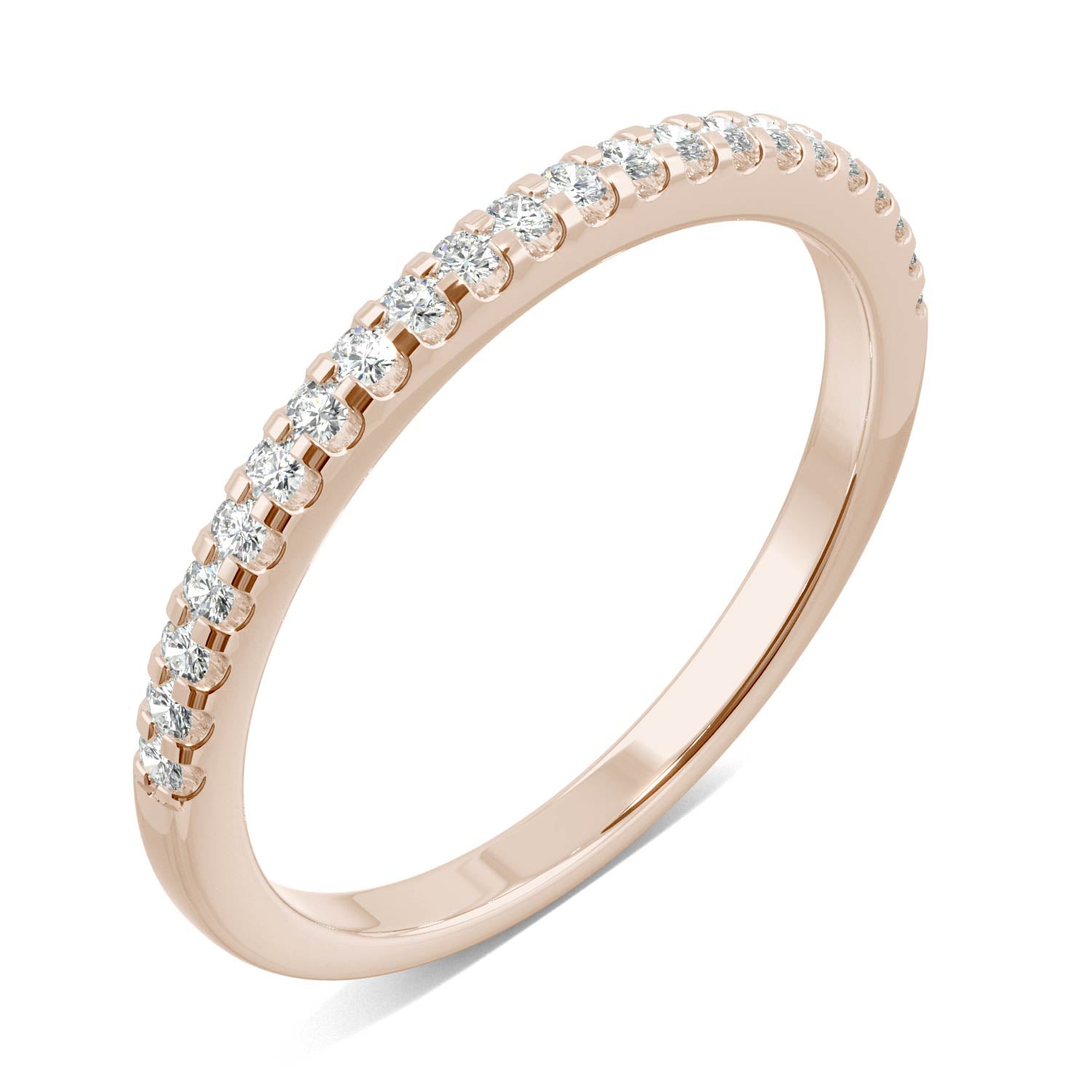 0.22 CTW DEW Round Moissanite Classic Wedding Band in 14K Rose Gold