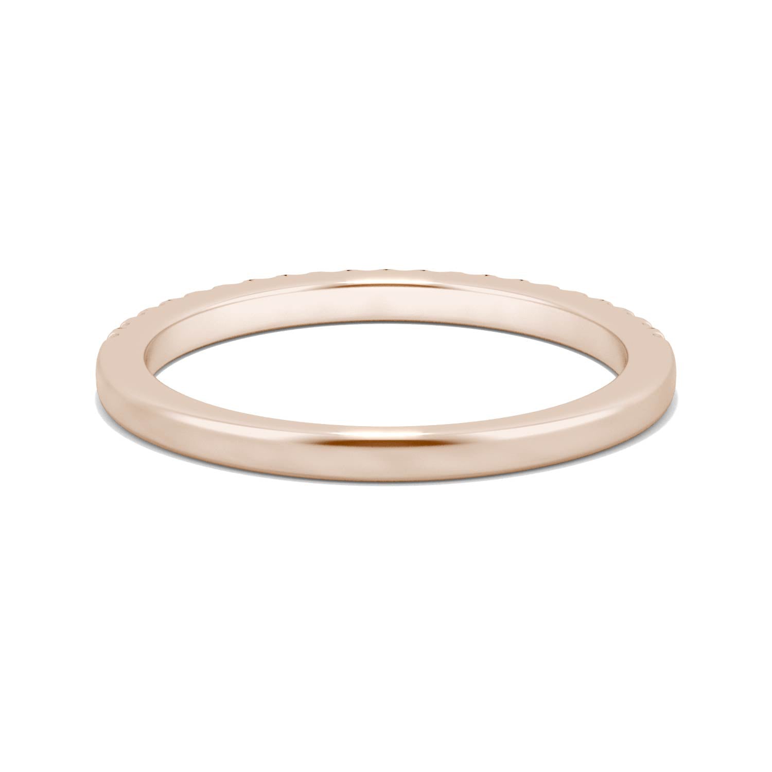 0.22 CTW DEW Round Moissanite Classic Wedding Band in 14K Rose Gold