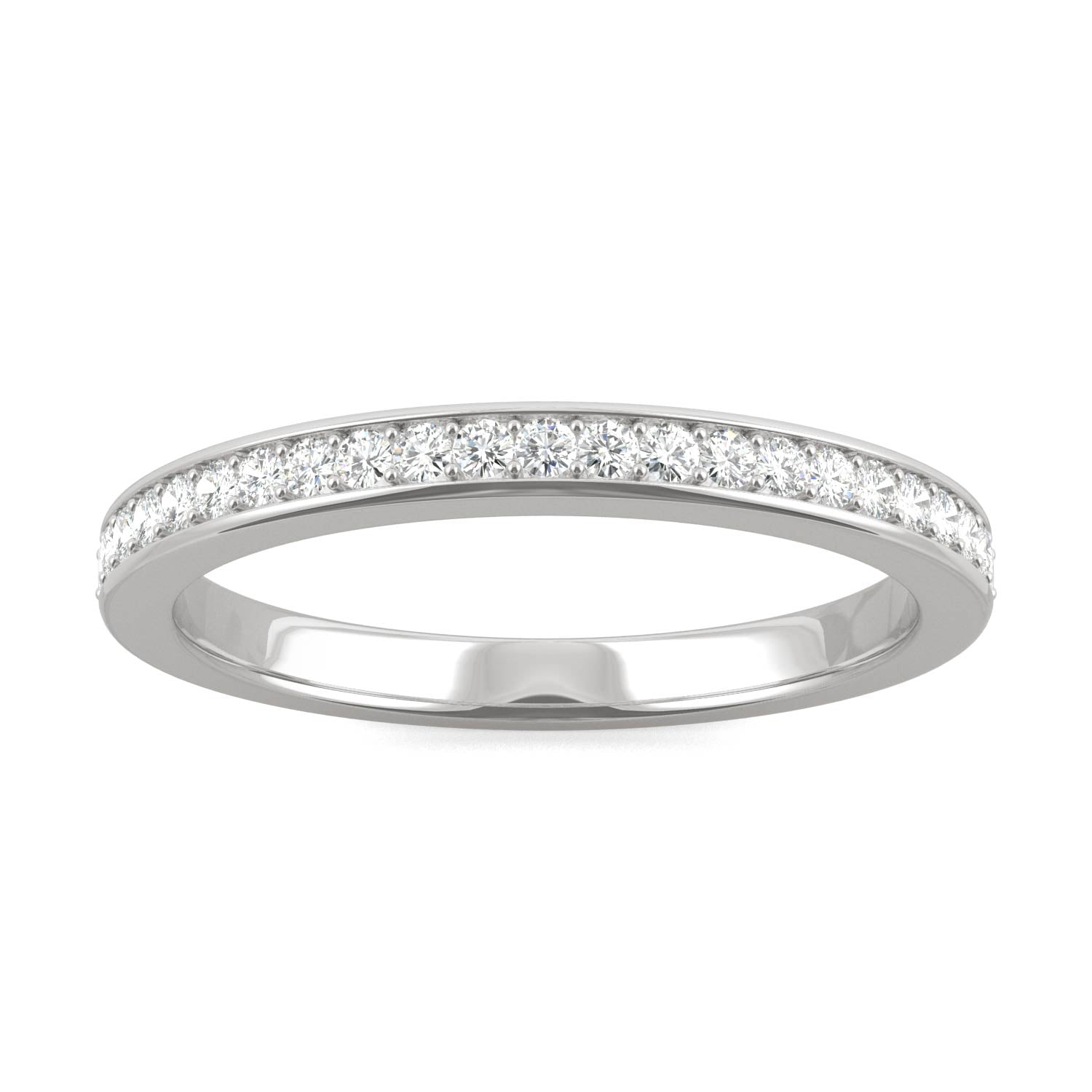 0.22 CTW DEW Round Moissanite Bead Set Wedding Band in 14K White Gold