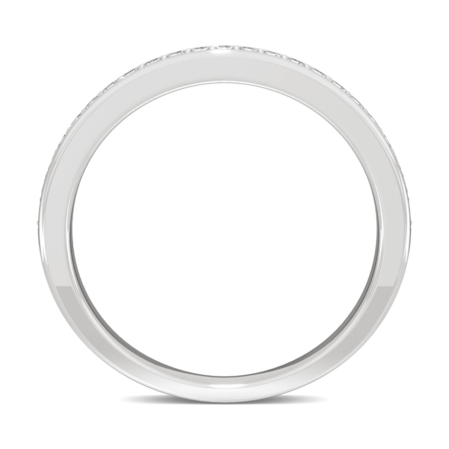 0.22 CTW DEW Round Moissanite Bead Set Wedding Band in 14K White Gold
