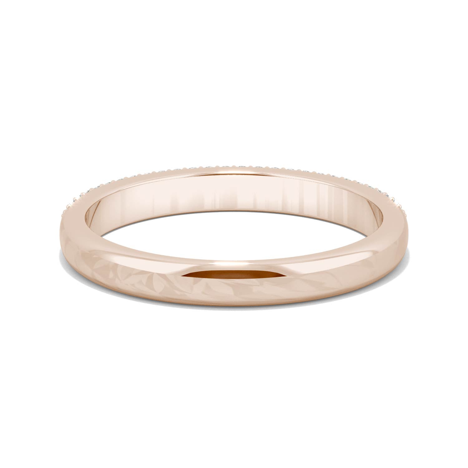 0.52 CTW DEW Round Moissanite Three-Row Pavé Wedding Band in 14K Rose Gold