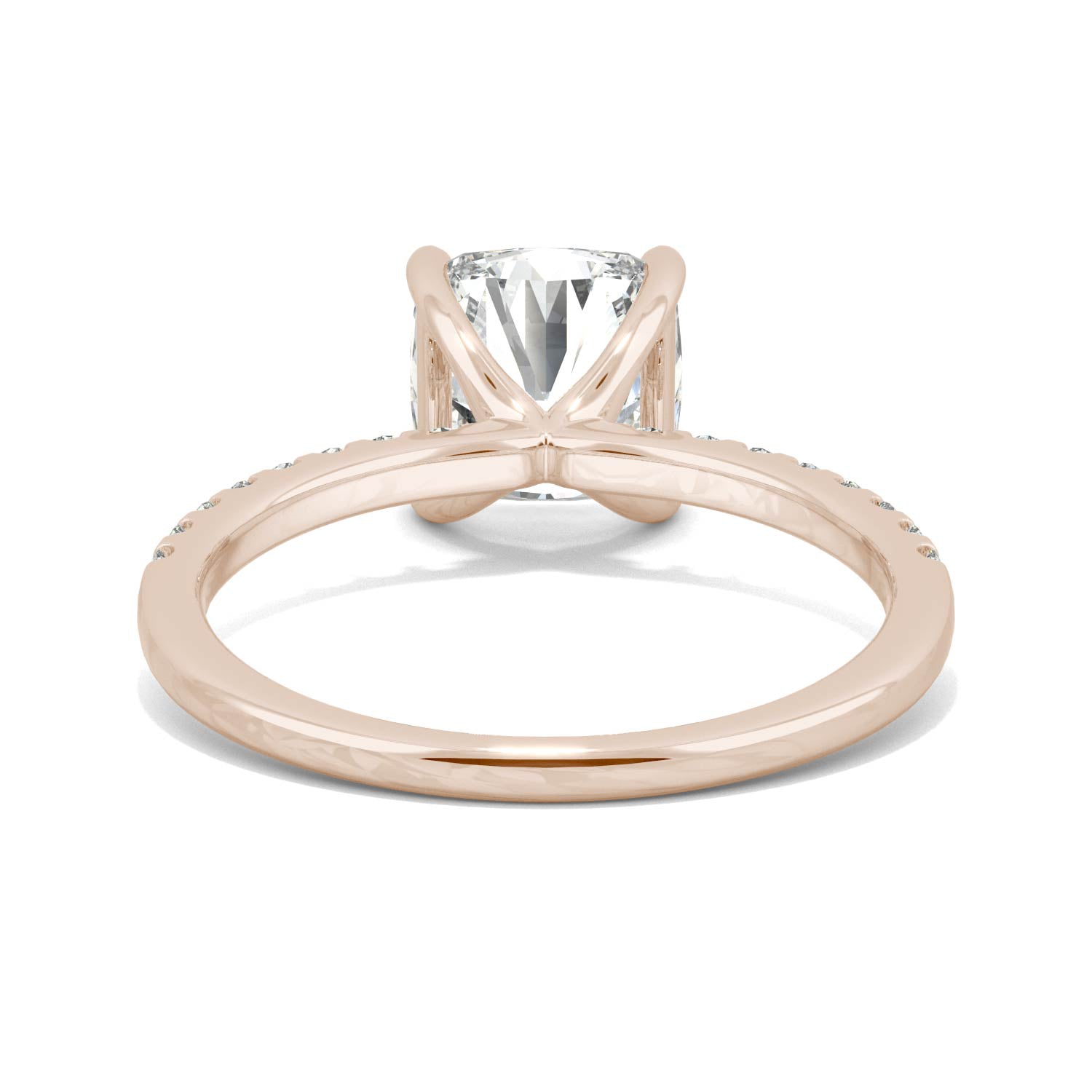 2.52 CTW DEW Cushion Moissanite Side-Stone Engagement Ring in 14K Rose Gold