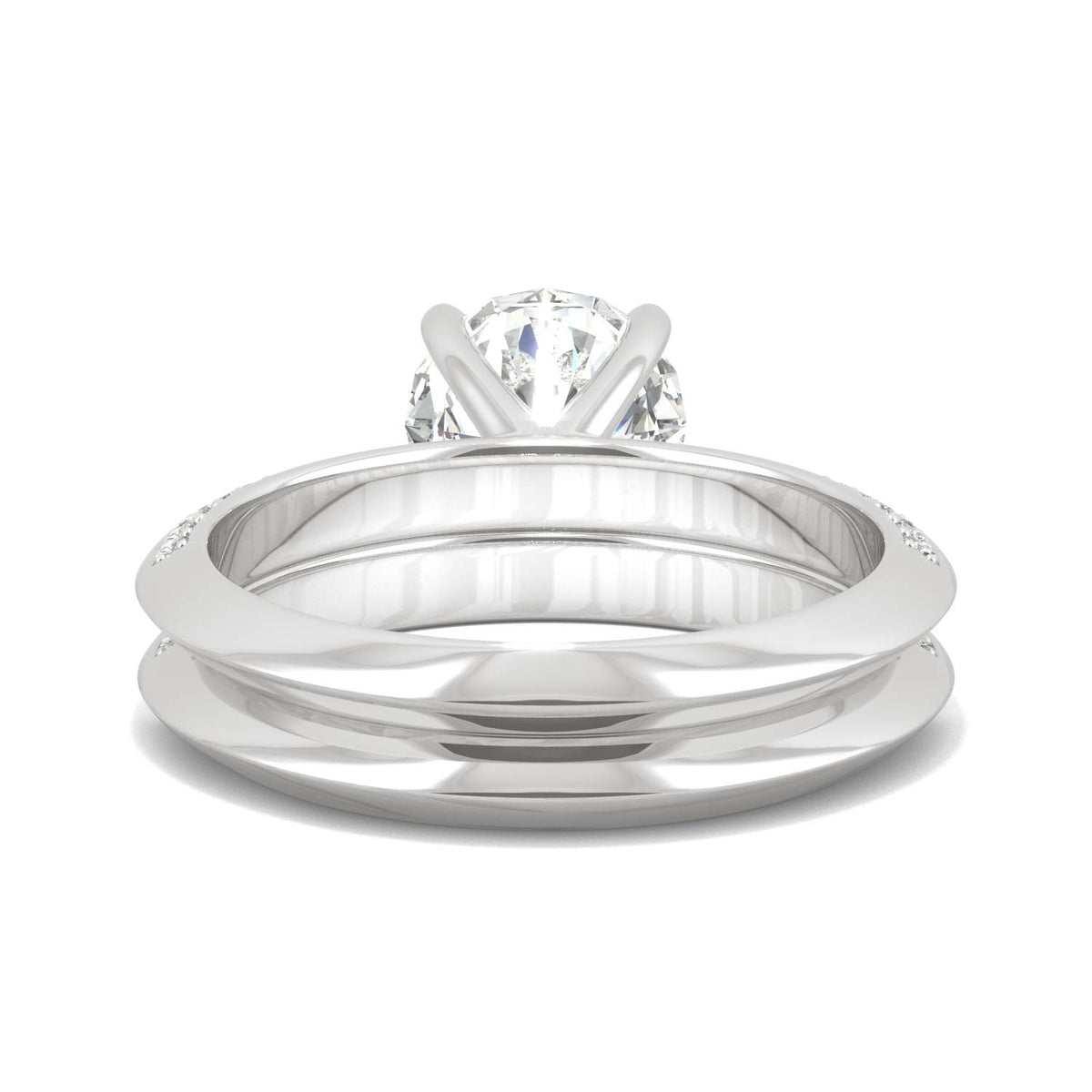 2.68 CTW DEW 14K White Gold Moissanite Round Knife Edge Bridal Set