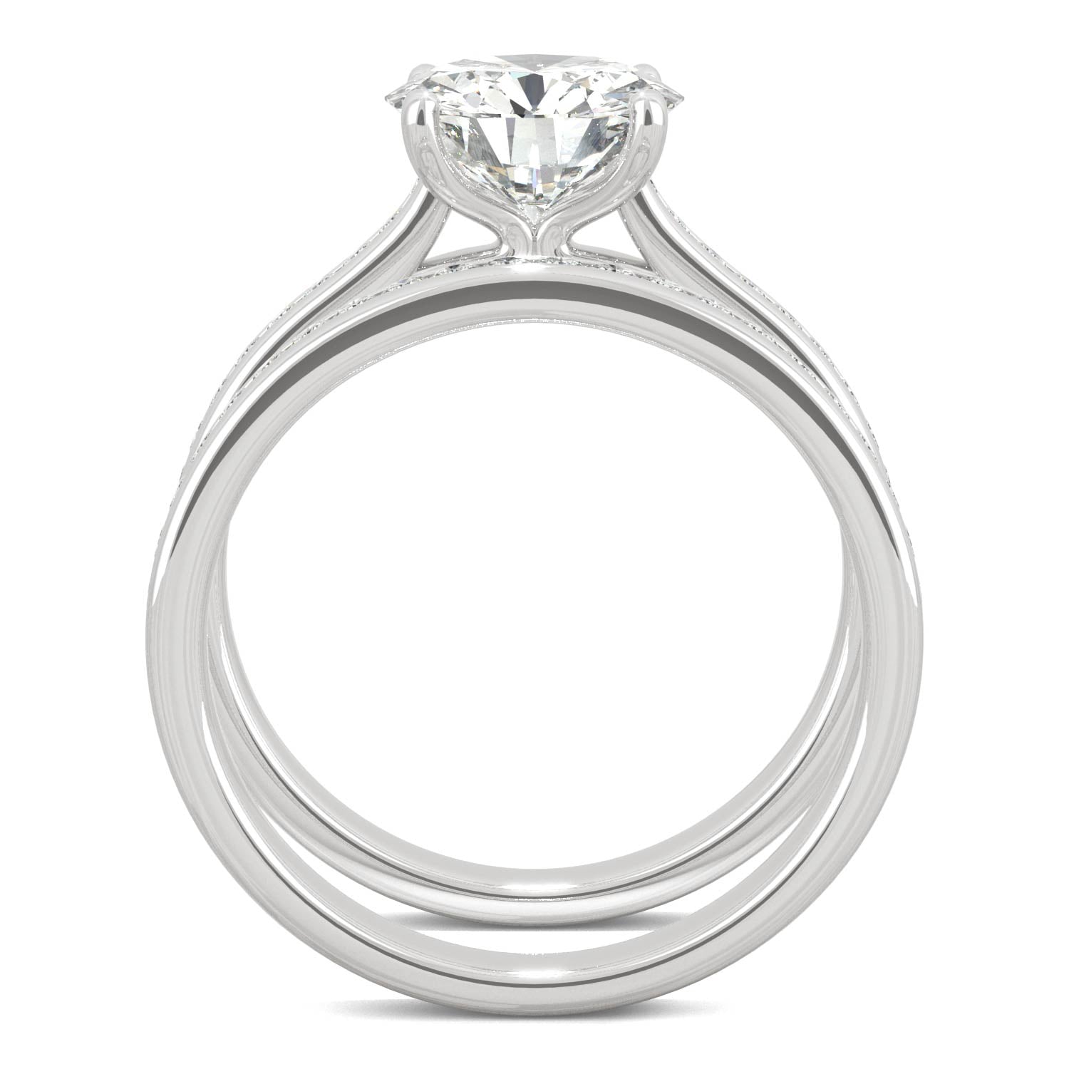2.27 CTW DEW Round Moissanite Channel Set Bridal Set in 14K White Gold