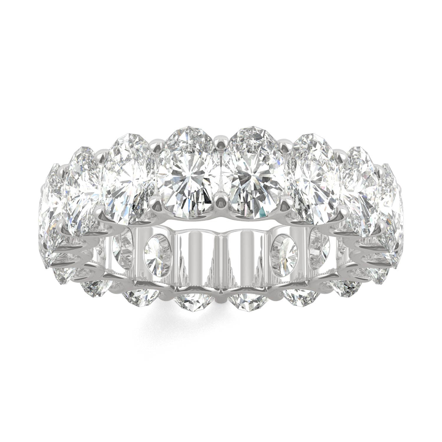 9.00 CTW DEW Oval Moissanite Eternity Band in 14K White Gold