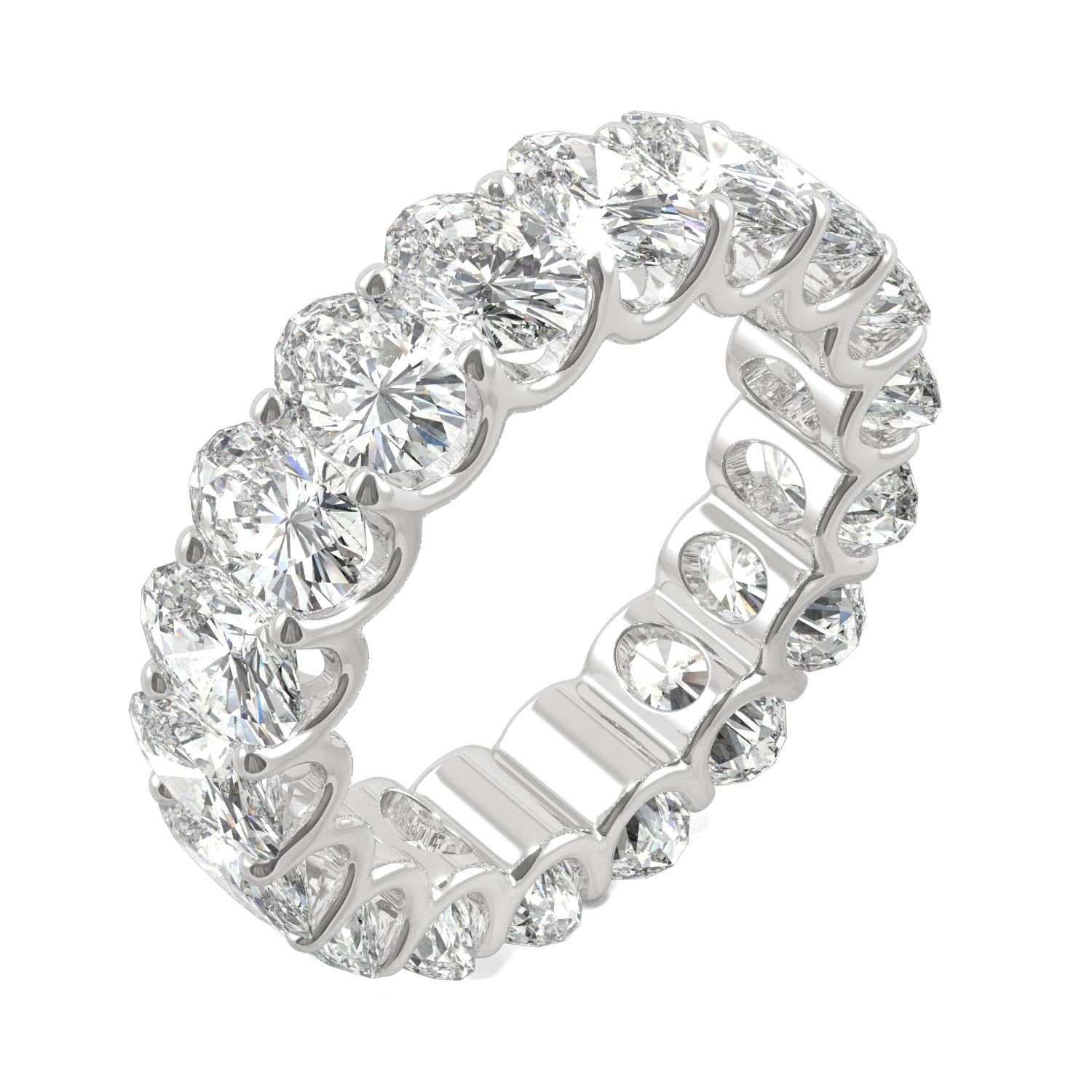 9.00 CTW DEW Oval Moissanite Eternity Band in 14K White Gold