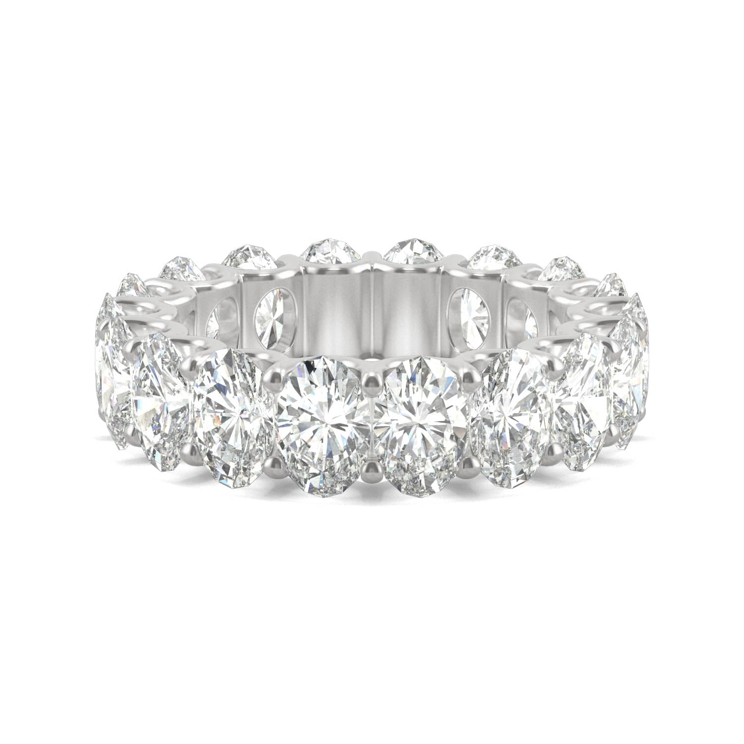9.00 CTW DEW Oval Moissanite Eternity Band in 14K White Gold