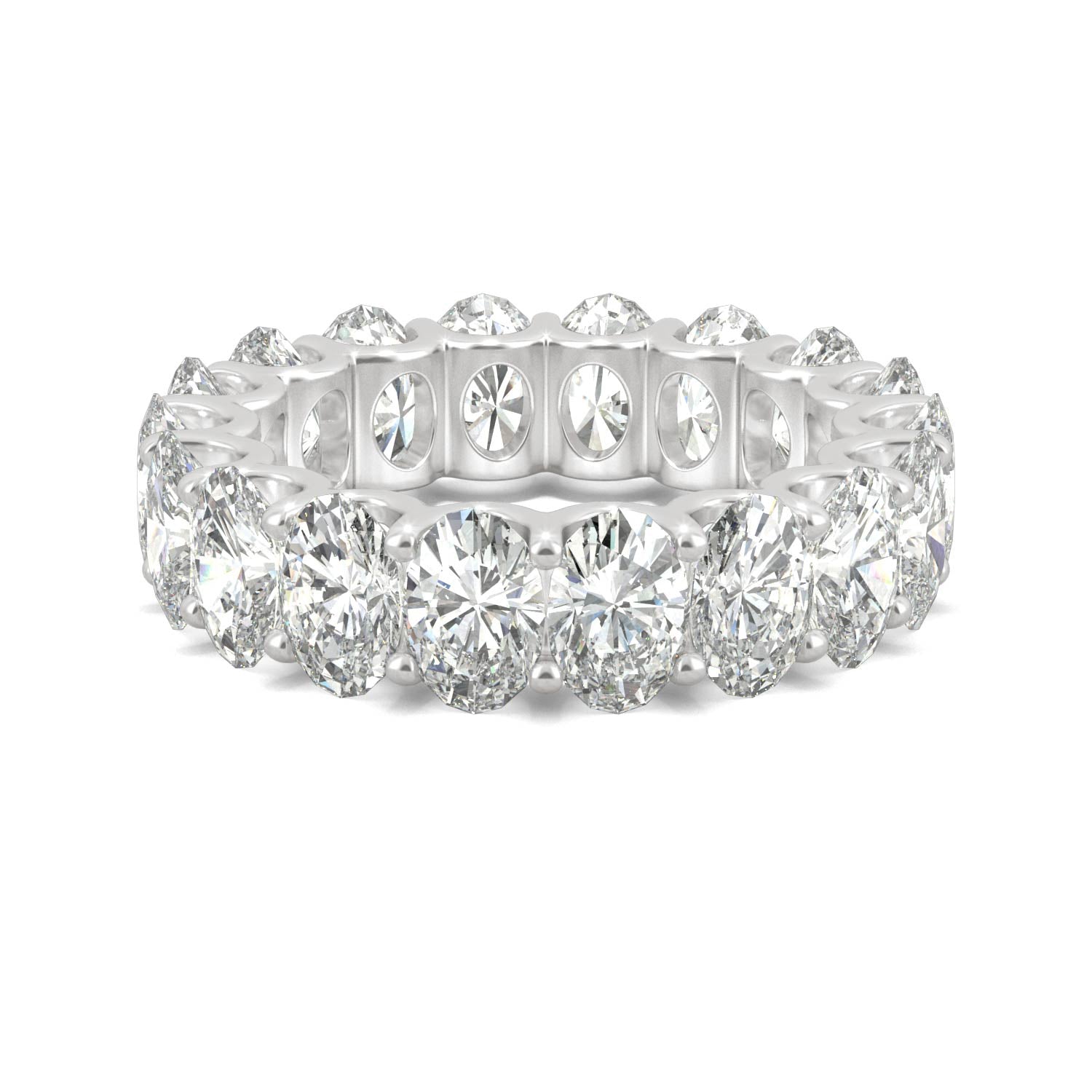 9.00 CTW DEW Oval Moissanite Eternity Band in 14K White Gold