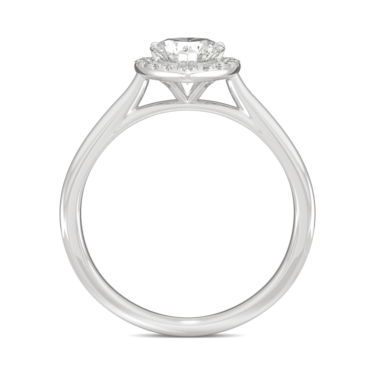 0.89 CTW DEW Heart Moissanite Halo Engagement Ring in 14K White Gold