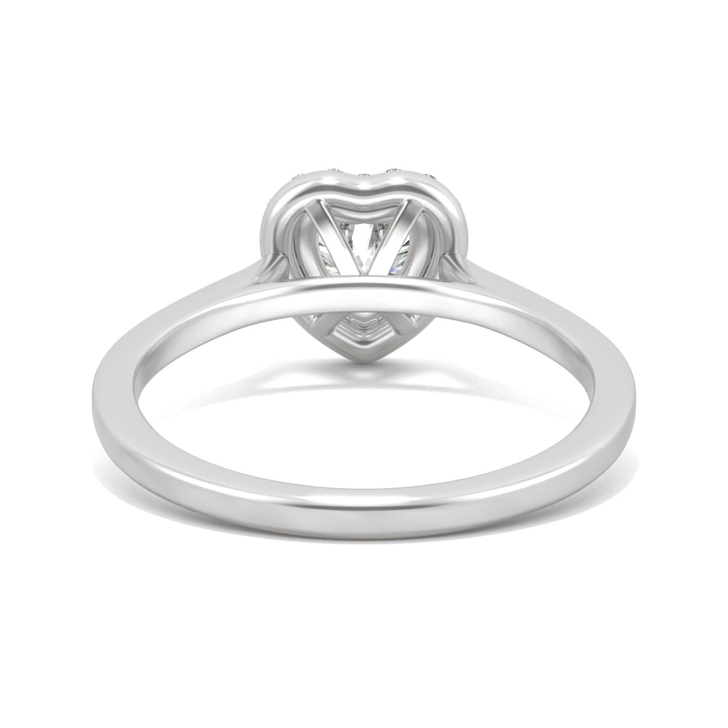 0.89 CTW DEW Heart Moissanite Halo Engagement Ring in 14K White Gold