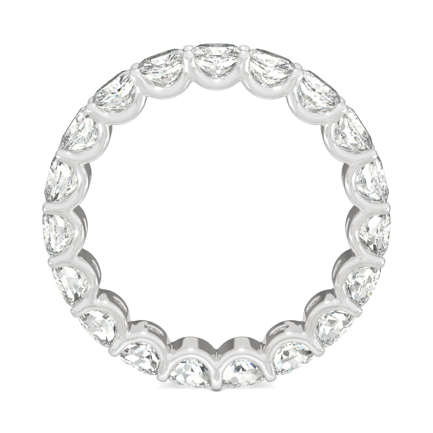 4.18 CTW DEW Cushion Moissanite Eternity Ring in 14K White Gold