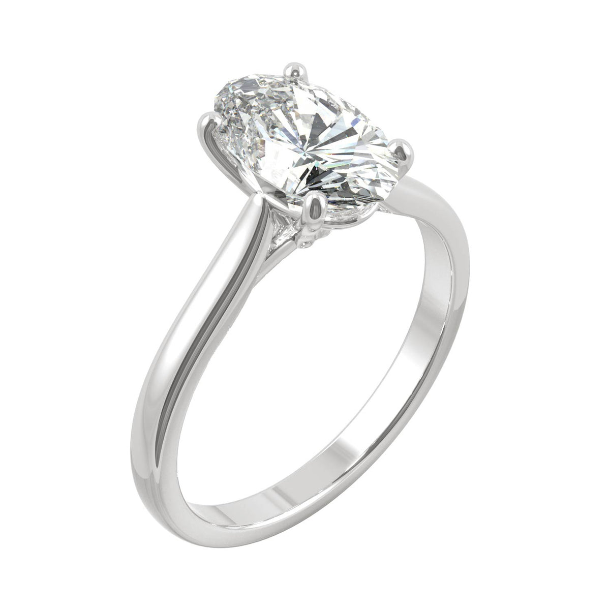 2.30 CTW DEW 14K White Gold Moissanite Elongated Oval Solitaire Engagement Ring