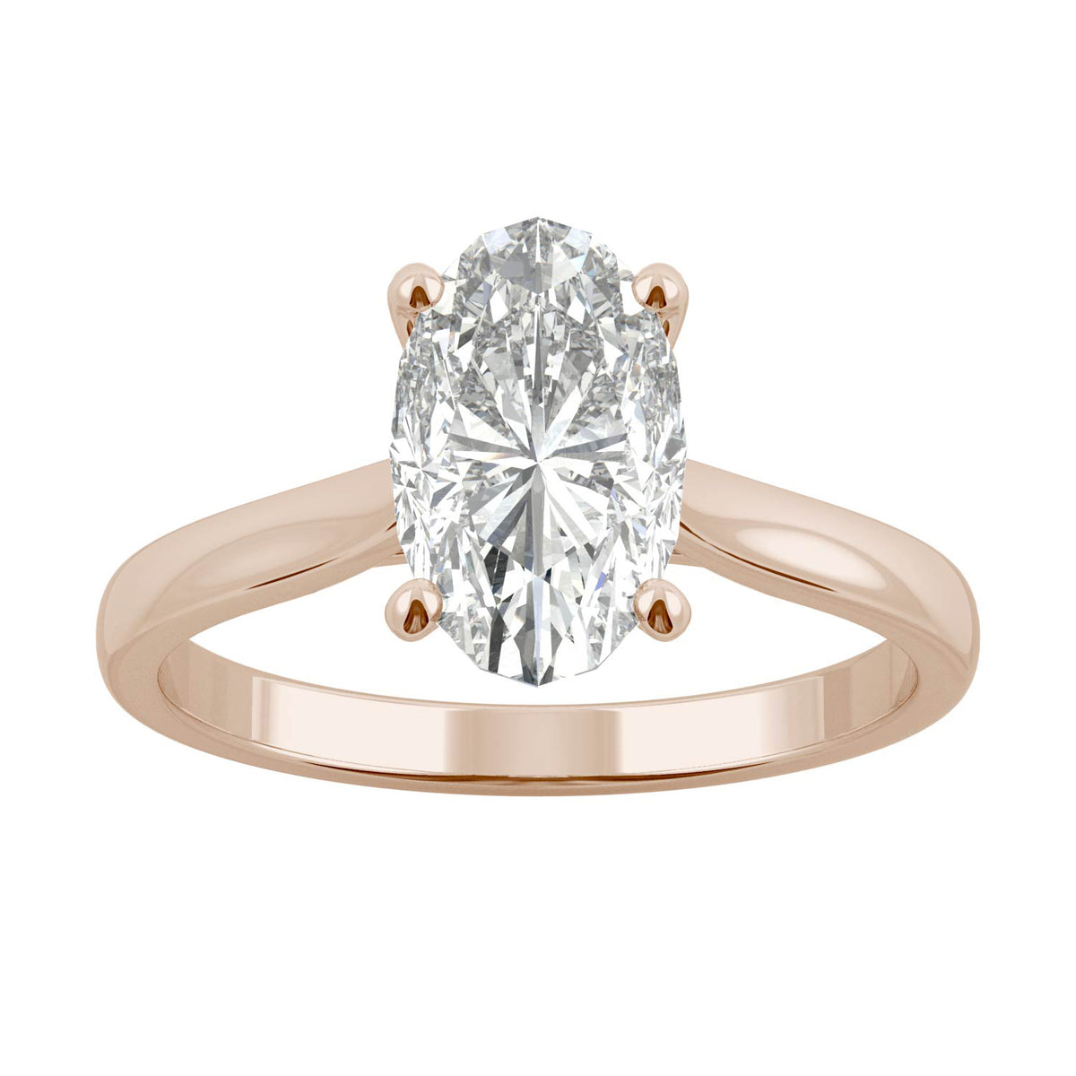 2.30 CTW DEW 14K Rose Gold Moissanite Elongated Oval Solitaire Engagement Ring