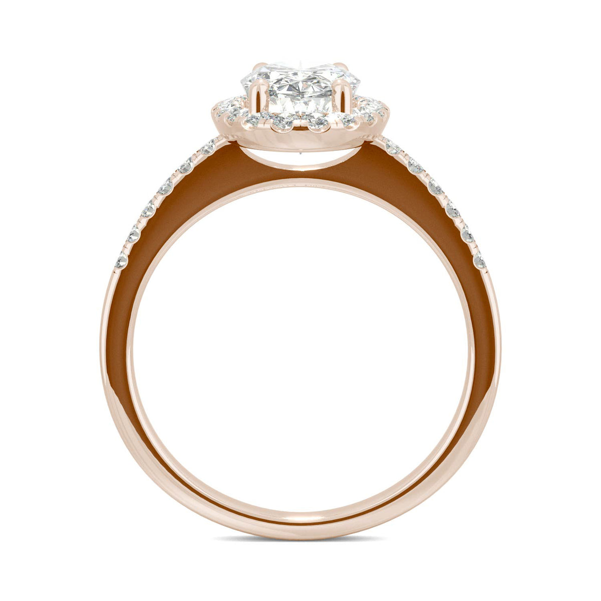 2.62 CTW DEW Elongated Oval Moissanite Halo Ring in 14K Rose Gold