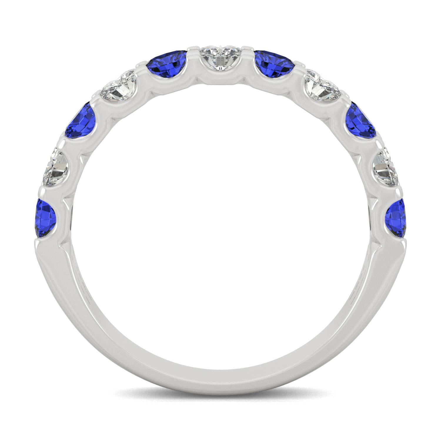 1.58 CTW DEW Round Sapphire Stackable Ring in 14K White Gold
