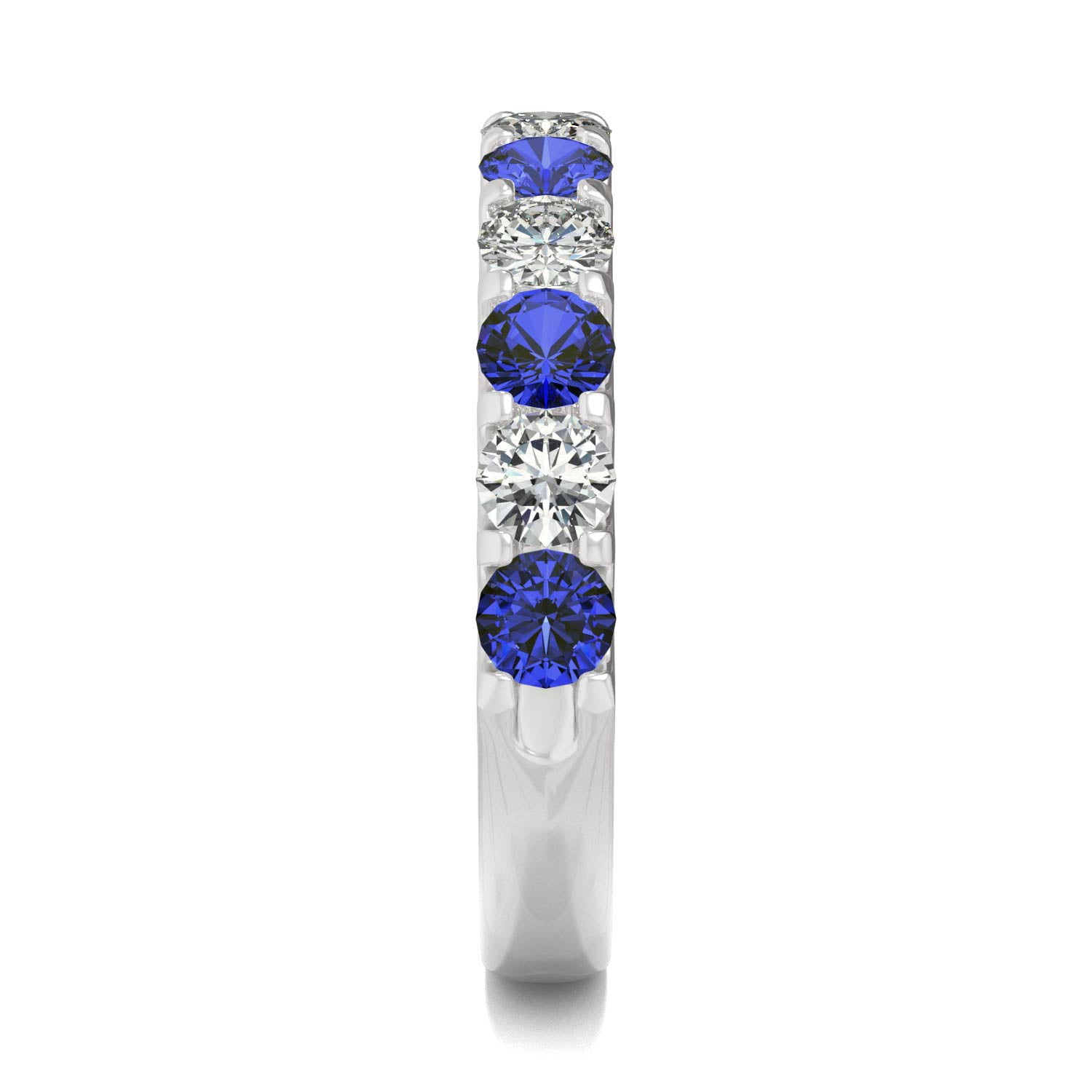 1.58 CTW DEW Round Sapphire Stackable Ring in 14K White Gold