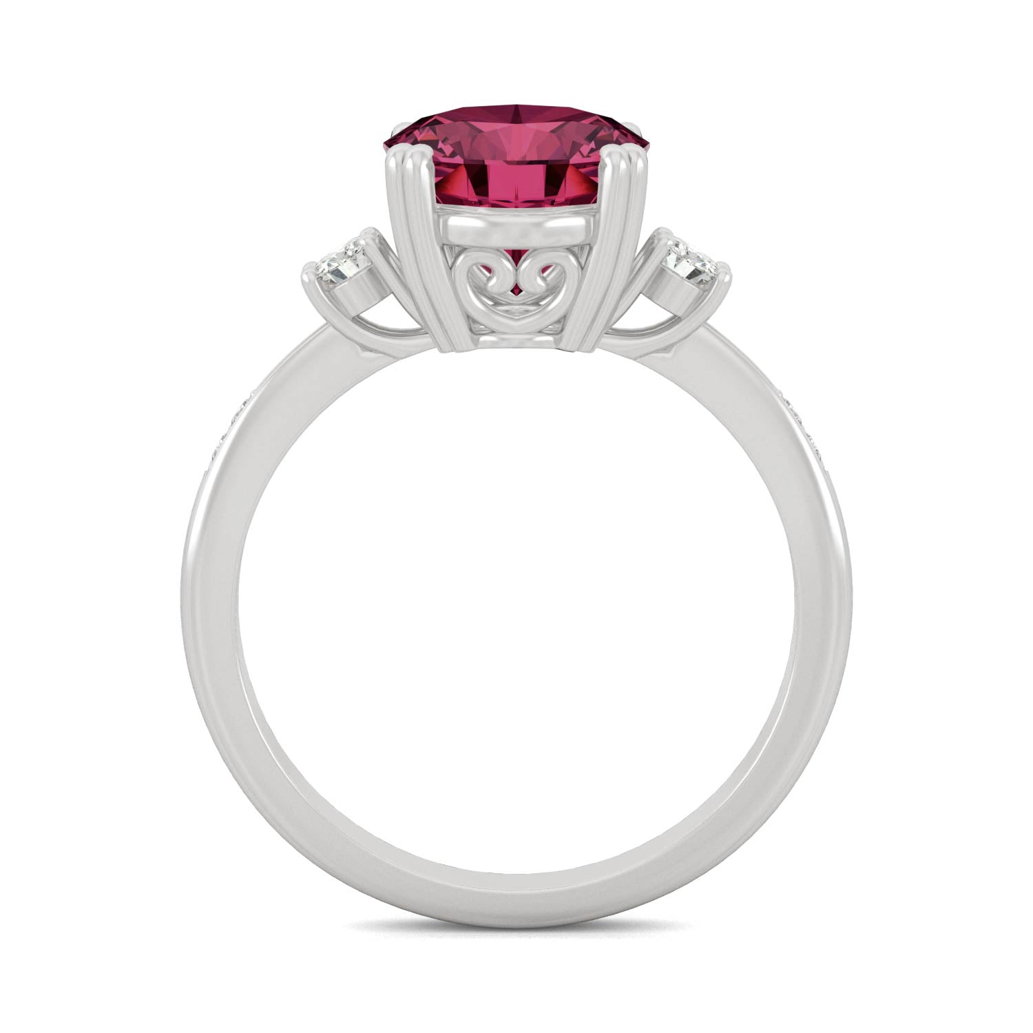 3.64 CTW DEW Oval Ruby Basket Ring in 14K White Gold