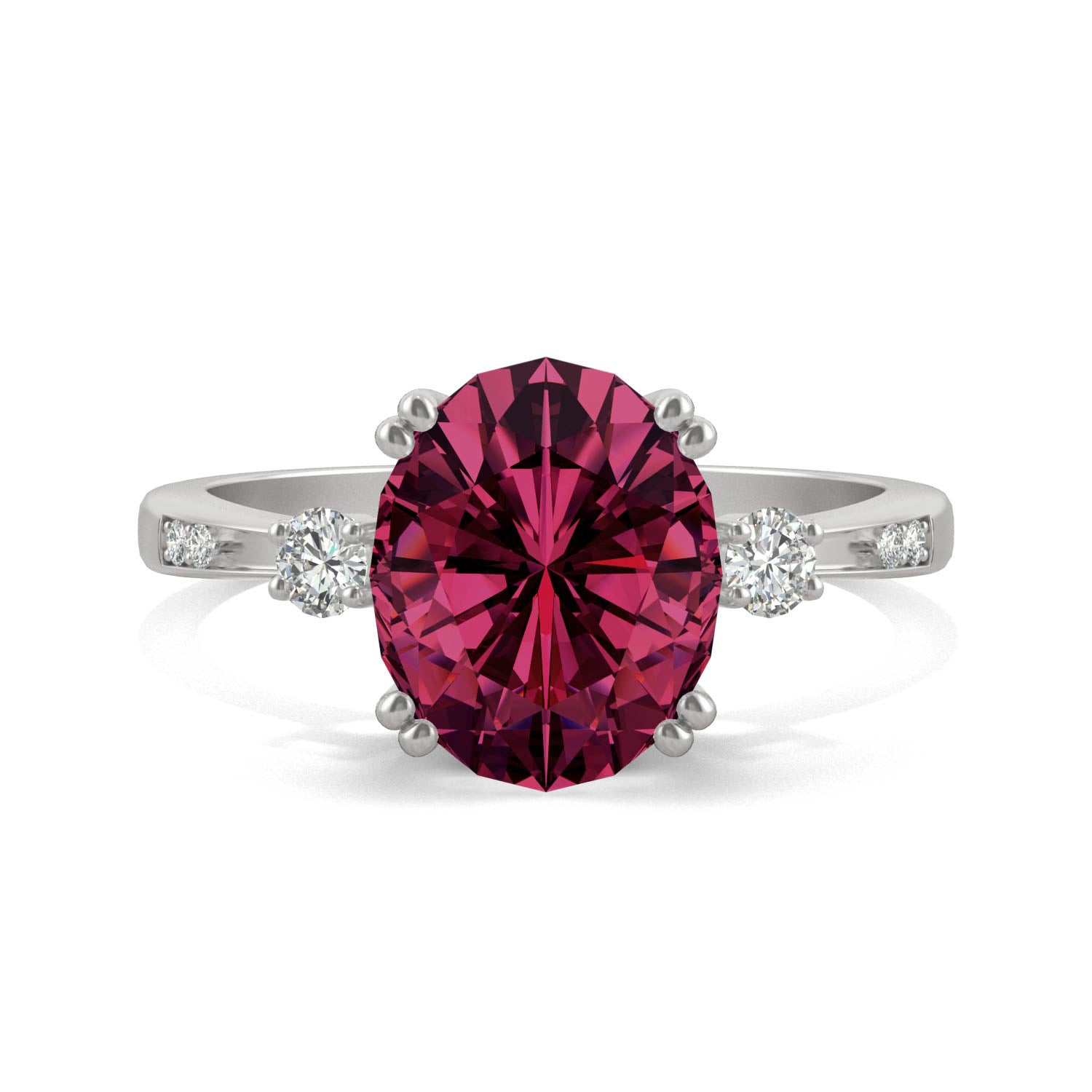 3.64 CTW DEW Oval Ruby Basket Ring in 14K White Gold