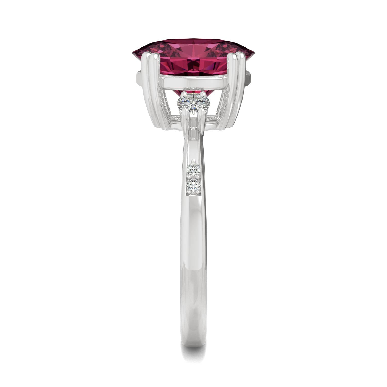 3.64 CTW DEW Oval Ruby Basket Ring in 14K White Gold