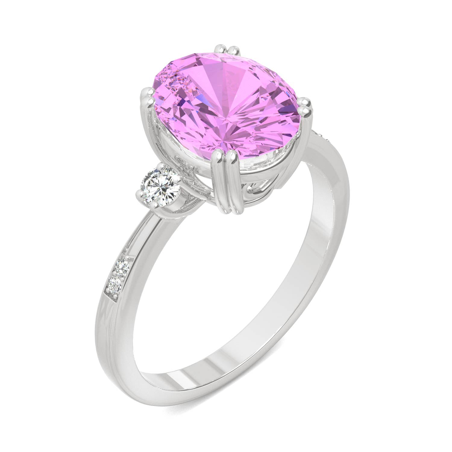 3.64 CTW DEW Oval Sapphire Basket Ring in 14K White Gold